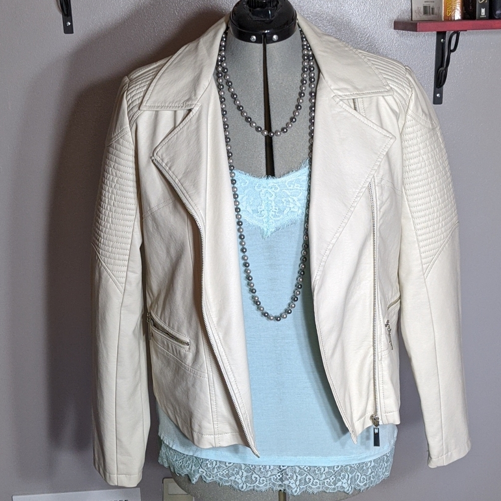 Cream faux leather jack